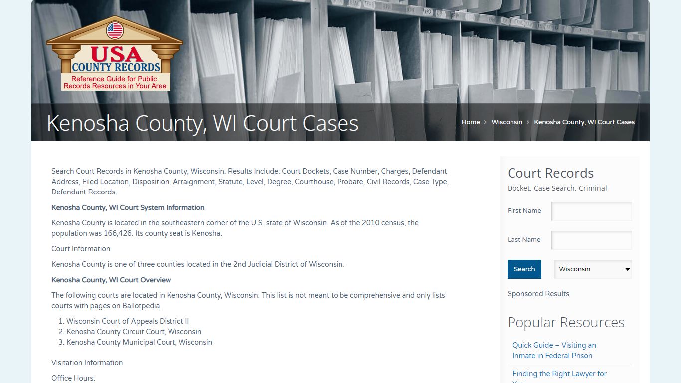 Kenosha County, WI Court Cases | Name Search