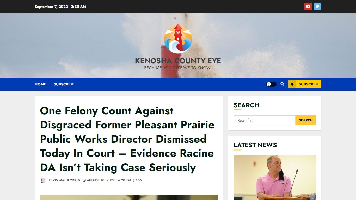 One Felony Count Against Disgraced Former Pleasant Prairie Public Works ...